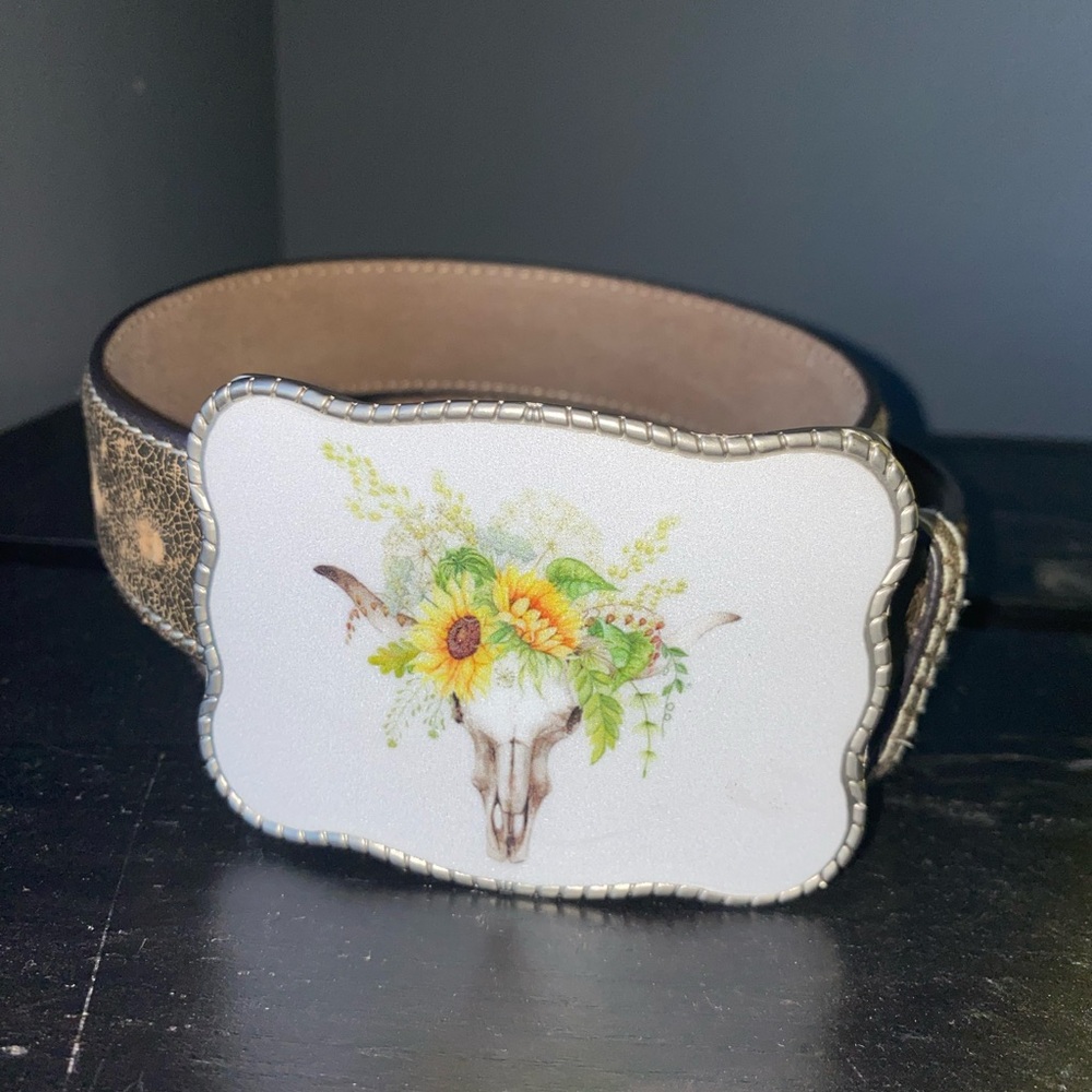 Floral Skull Wallet Buckle